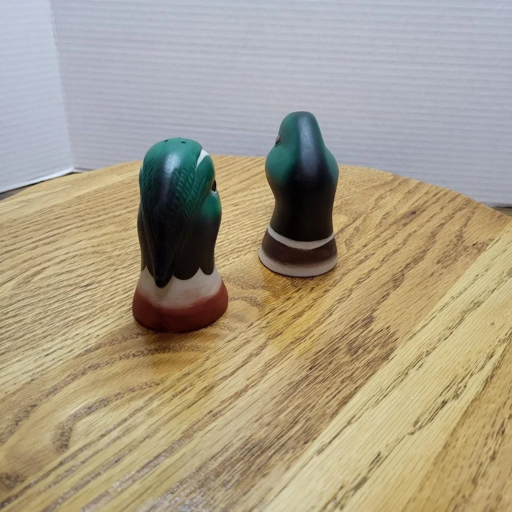 VTG Mallard Duck Head Salt And Pepper Shakers Set Large Ceramic
